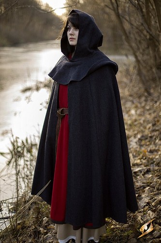 Grey wool cloak with - grey,