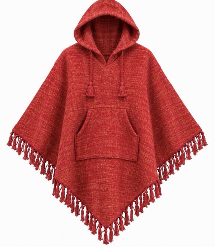 Unisex wool hooded poncho - wool,