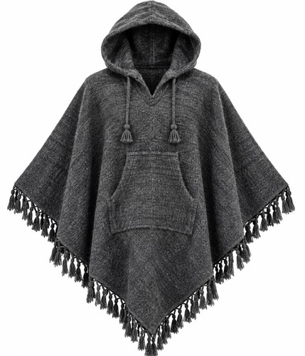 Unisex wool hooded poncho - unisex,
