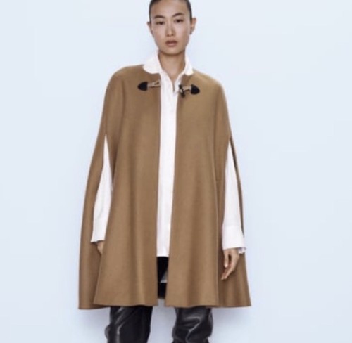 Zara manteco wool toggle cape - zara,