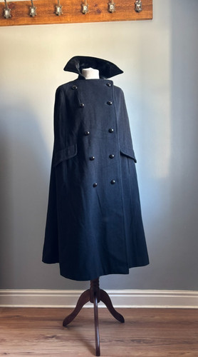 Vintage wool cape cloak black - cape,
