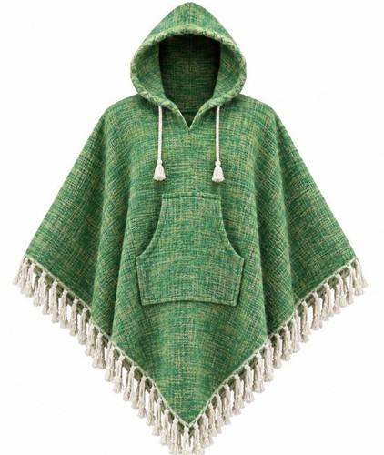 Unisex wool hooded poncho - ,