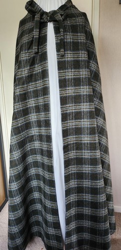 Cloak check wool linen - check,
