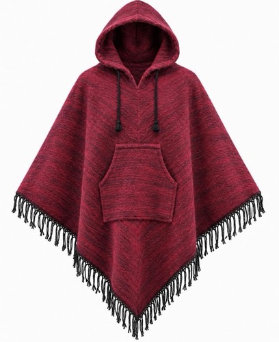 Unisex wool hooded poncho - wool,