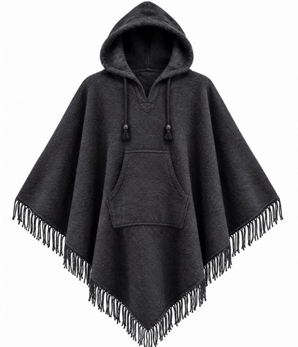 Unisex wool hooded poncho - unisex,