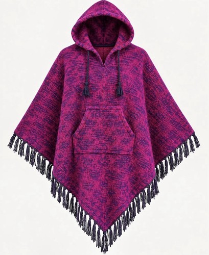 Unisex wool hooded poncho - unisex,