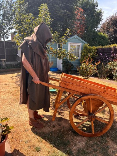 Brown medieval robe - brown, hood-