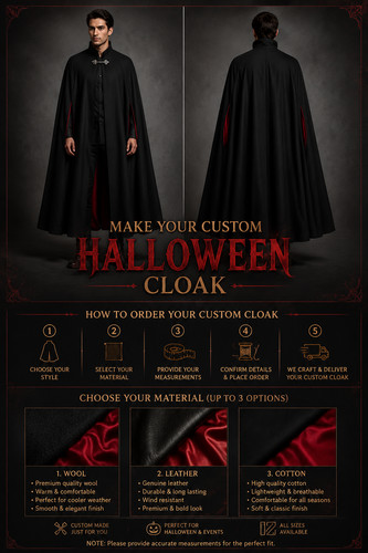Men black wool cloak - wool,