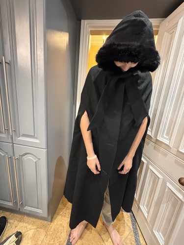Vintage black hooded cape - vintage,