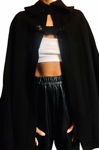 Black cape winter jacket - winter,