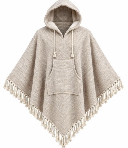 Unisex wool hooded poncho - unisex,